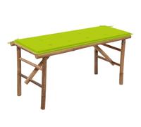 Qnhdfrt Banc de Jardin Pliable en Bambou avec Coussin Vert 118 cm, Banc d'Extérieur Portable pour Balcon Terrasse et Cour, Banquette de Jardin pour Espace Extérieur