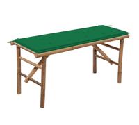 Qnhdfrt Banc de Jardin Pliable en Bambou avec Coussin Vert 118 cm - Banquette Extérieure Portable 2 Places pour Terrasse Balcon et Patio - Mobilier Confortable Facile à Ranger