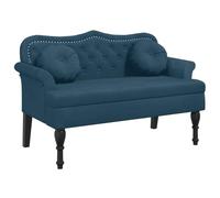 Qnhdfrt Banquette Capitonnée en Velours Bleu avec Accoudoirs | Inclus 2 coussins cylindriques. Idéal comme bout de lit ou banc d'entrée. Dimensions : 120,5 x 65 x 75 cm.