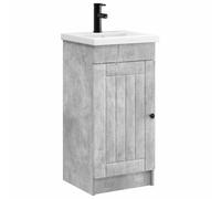 Qnhdfrt Bathroom Vanity Set with Sink and Faucet, Concrete Gray Wood