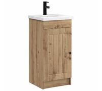 Qnhdfrt Bathroom Vanity with Sink and Faucet, Oak Engineered Wood