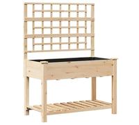 Qnhdfrt Beige Fir Wood Rectangular Garden Planter with Shelf
