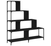 Qnhdfrt Bibliothèque à 4 Niveaux Noir 139x33,5x149 cm - Étagère de Rangement Industrielle en Bois d'Ingénierie et Acier - Grand Meuble de Rangement et Séparateur de Pièce pour Salon et Bureau