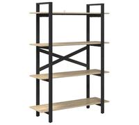 Qnhdfrt Bibliothèque Industrielle Chêne Sonoma 100x33,5x140 cm Étagère de Rangement en Bois d'Ingénierie et Acier Meuble de Salon Bureau à 4 Niveaux pour Livres Déco