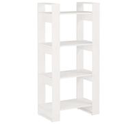 Qnhdfrt Bibliothèque Séparateur de Pièce Blanc 60x35x125 cm en Bois de Pin Massif, Étagère à Livres Ouverte Rangement pour Salon Bureau et Entrée, Meuble Polyvalent sans Fond