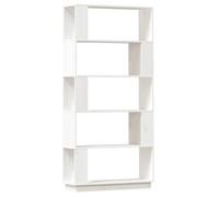 Qnhdfrt Bibliothèque Séparateur de Pièce Blanc 80x25x163,5 cm en Bois de Pin Massif, Étagère à Livres Moderne et Cloison de Séparation Ouverte pour Salon, Bureau et Entrée
