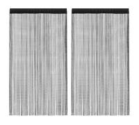 Qnhdfrt Black Polyester String Curtains, 55x98 in, 2-Pack