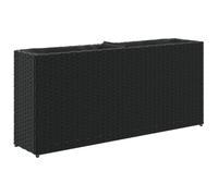 Qnhdfrt Black Rattan Planter Box with 2 Pots, 90x20x40 cm