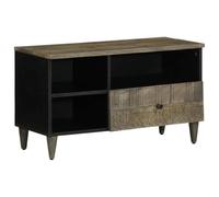 Qnhdfrt Black Solid Mango Wood TV Stand with Hand-Carved Drawer