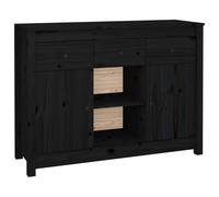 Qnhdfrt Black Solid Pine Wood Sideboard with 3 Drawers and 3 Doors