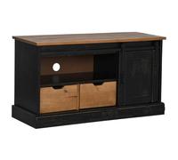 Qnhdfrt Black Solid Pine Wood TV Stand 110x40x60cm