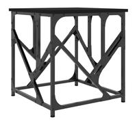 Qnhdfrt Black Square Metal and Engineered Wood Side Table