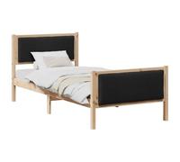 Qnhdfrt Black Upholstered Bed Frame 100x200 cm with Wood Slats | Solid pine support system fits standard mattresses, offering a modern sleeping solution for adults and teens.