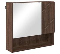 Qnhdfrt Brown Oak Bathroom Mirror Cabinet, 2-Door Wall Mount