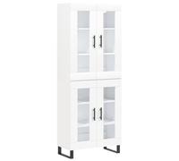 Qnhdfrt Buffet Haut Blanc, Grand Vaisselier 69,5x34x180 cm en Bois d'Ingénierie Verre et Métal, Armoire de Rangement avec Portes Vitrées pour Salon et Salle à Manger