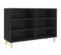 Qnhdfrt Buffet noir, commode scandinave, armoire à 6 compartiments et pieds en bois massif d'eucalyptus, bibliothèque moderne pour salon, 103,5 x 35 x 70 cm