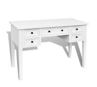Qnhdfrt Bureau à 5 tiroirs - Table de travail en MDF et pin - Secrétaire classique pour chambre à coucher et bureau - 109,5 x 45 x 77,5 cm - Blanc