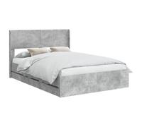 Qnhdfrt Cadre de Lit 150x200cm Rangement 6 Tiroirs Tête de Lit Gris Béton | Lit double moderne pour chambre à coucher avec 6 tiroirs intégrés et sommier à lattes rigides en bois d'ingénierie gris.