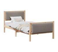 Qnhdfrt Cadre de lit 90 x 200 cm avec tête de lit, lit simple capitonné, en bois massif de pin et housse en tissu, cadre de lit moderne pour chambre à coucher, lit futon stable taupe