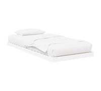 Qnhdfrt Cadre de lit au sol 80 x 200 cm en bois, cadre de lit futon blanc, lit simple minimaliste avec sommier à lattes pour chambre à coucher et sous lit mezzanine