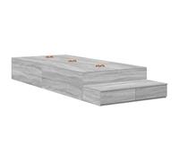 Qnhdfrt Cadre de lit avec espace de rangement, lit simple pour matelas 70 x 190 cm, cadre moderne en bois avec 2 tiroirs, gris sonoma, 226,5 x 75 x 31,5 cm