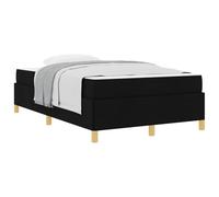 Qnhdfrt Cadre de lit avec matelas 120 x 190 cm, lit capitonné avec housse en tissu, lit double moderne avec matelas à ressorts ensachés, noir, espace de rangement intégré, capacité de charge de 280 kg