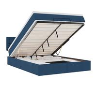 Qnhdfrt Cadre de Lit Coffre 140x200 Matelas Surmatelas Bleu Ensemble 4 Pcs | Lit complet 140x200 cm avec rangement hydraulique sous le sommier, matelas ressorts et surmatelas pour chambre à coucher.