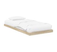 Qnhdfrt Cadre de lit de sol 90 x 200 cm, cadre de lit futon en bois de chêne Sonoma, lit simple minimaliste avec sommier à lattes, cadre de lit stable pour lits loft ou chambre à coucher