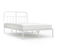 Qnhdfrt Cadre de Lit en Métal Blanc 120x200 cm avec Tête de Lit | Structure robuste en acier blanc pour chambre à coucher, sommier à lattes intégré avec 26 cm d'espace libre sous le lit.