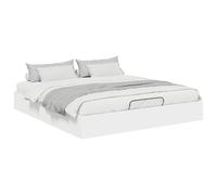 Qnhdfrt Cadre de lit ottoman 203 x 180 cm avec espace de rangement, cadre de lit en bois, mécanisme à ressort à gaz, lit moderne pour chambre à coucher, blanc