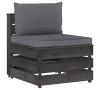 Qnhdfrt Canapé central modulaire, 60 x 70 x 66 cm, en pin imprégné, gris, avec coussins anthracite, canapé de balcon, peu encombrant pour jardin, terrasse, jardin d'hiver et salon