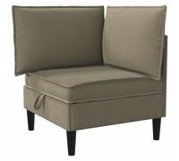 Qnhdfrt Canapé d'angle avec Rangement Intégré Kaki Velours, Fauteuil Salon Moderne Rectangulaire avec Coussin Déhoussable, Petit Sofa Monoplace Élégant avec Pieds Noirs pour Bureau et Studio