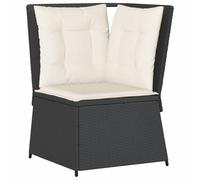 Qnhdfrt Canapé d'angle de jardin en polyrotin, noir, 67 x 67 x 95 cm, avec coussin d'assise amovible, design moderne, robuste et durable, pour balcon, terrasse et jardin
