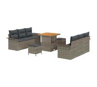Qnhdfrt Canapé de jardin, 9 pièces, en polyrotin, gris, 80 x 80 x 71 cm, avec espace de rangement, moderne, salon, balcon, meubles de jardin, pour terrasse et petit balcon