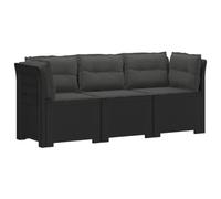 Qnhdfrt Canapé de Jardin Modulaire 3 Places avec Coussins Aspect Rotin PP | Ensemble salon modulable en polypropylène résistant pour terrasse, balcon et véranda avec coussins d'assise confortables.
