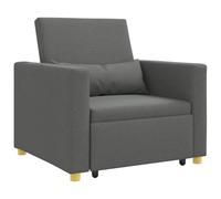 Qnhdfrt Canapé-Lit Convertible 3-en-1 en Tissu Gris Foncé, Fauteuil Inclinable et Chauffeuse Escamotable avec Coussin Lombaire et Roues pour Petit Salon et Studio, 90 x 165 x 87 cm