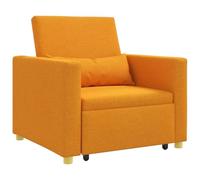Qnhdfrt Canapé-Lit Convertible 3-en-1, Fauteuil Inclinable Jaune Foncé en Tissu et Acier, Lit Simple Escamotable avec Coussin Lombaire pour Petit Salon et Studio, 90x165x87 cm