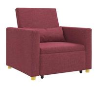 Qnhdfrt Canapé-Lit Escamotable Simple Bordeaux 90x165x87cm - Fauteuil Convertible 3-en-1 en Tissu avec Roues, Coussin Lombaire et Cadre en Acier pour Petit Salon et Studio