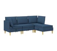 Qnhdfrt Canapé Modulaire 4 Places Bleu en Tissu avec Rangement Intégré, Canapé d'angle Convertible et Pratique, Salon Moderne avec Pouf Modulable et Coussin Déhoussable pour Maison et Appartement