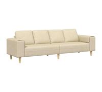 Qnhdfrt Canapé Salon Crème avec 2 Poufs Ensemble Canapé 4 Places en Tissu Moderne Divan Rectangulaire Salon et Canapé Fixe Tissu Respirant avec Pieds en Bois et Accoudoir Ergonomique 250x77x76cm