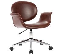 Qnhdfrt Chaise de bureau pivotante en cuir synthétique marron - Chaise de bureau moderne réglable en hauteur avec roulettes - Chaise pivotante ergonomique pour bureau à domicile et salon - 67 x 62 x