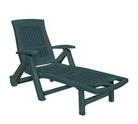 Qnhdfrt Chaise longue en plastique vert, chaise longue de jardin réglable avec roues, chaise longue pliable pour jardin, balcon et terrasse, résistante aux intempéries, 72 x 195 x 101 cm