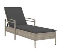 Qnhdfrt Chaise longue en rotin synthétique - Avec coussin confortable - Dossier réglable sur 3 positions - Pour jardin et terrasse - Gris clair - 63 x 200 x 81 cm