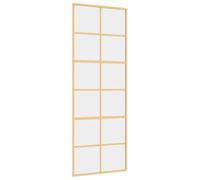Qnhdfrt Clear ESG Glass Sliding Barn Door, Gold Aluminum Frame, 76x205 cm