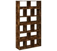 Qnhdfrt Cloison de Séparation Chêne Fumé Bois d'Ingénierie, Étagère Bibliothèque à 15 Compartiments, Meuble de Rangement Chic pour Salon et Bureau, 100 x 33 x 187,5 cm