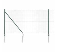 Qnhdfrt Clôture Euro avec Poteaux Vert 1,2 x 25 m - Grillage de Jardin en Acier et PVC Robuste - Kit Complet de Panneau de Clôture Extérieure pour Délimitation, Terrasse et Animaux