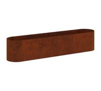 Qnhdfrt Corten Steel Raised Garden Bed, 200x40x40cm Bottomless Planter Box | Measures 79x16x16 inches with an open base for drainage, suitable for growing vegetables and flowers in outdoor yards.