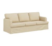Qnhdfrt Cream Fabric 3-Seater Modular Sofa with Wood Armrests