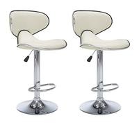 Qnhdfrt Cream Faux Leather Adjustable Swivel Bar Stools (Set of 2)