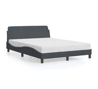 Qnhdfrt Dark Gray Velvet Double Bed Frame with Wavy Headboard | Includes solid pine wood slats for mattress support, designed for standard 137x190 cm double mattresses.